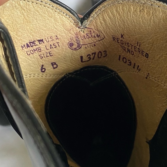 Justin Leather Roper Boots Black 6 - Picture 5 of 6